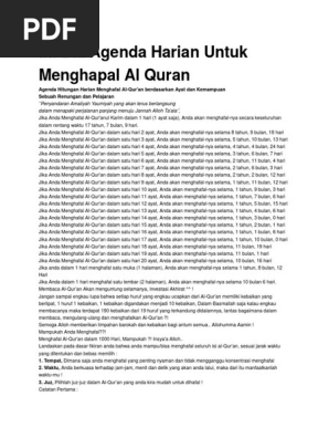 Ini Dia Agenda Harian Untuk Menghapal Al Quran