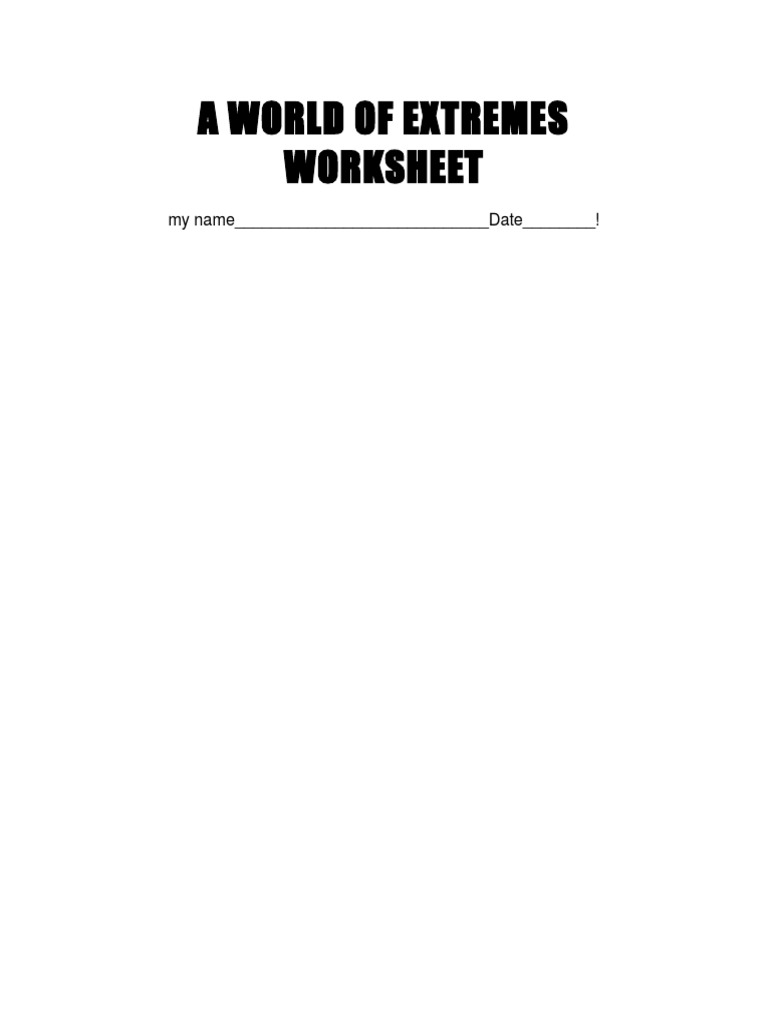 A World of Extremes Worksheet | PDF