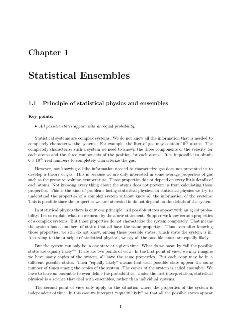 Statistical Ensembles in Physics | PDF | Entropy | Gases
