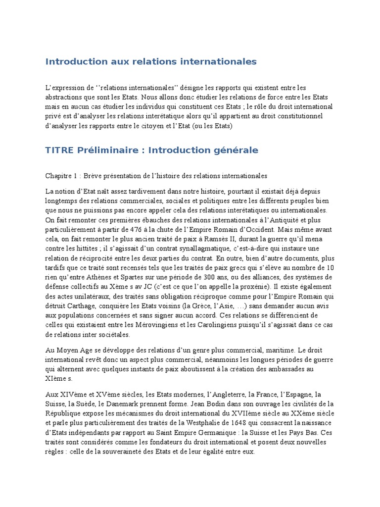 Introduction Aux Relations Internationales | PDF | Palestine (État ...