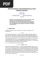 QR Factorisation and Pseudoinverse of Rank-Deficient Matrices