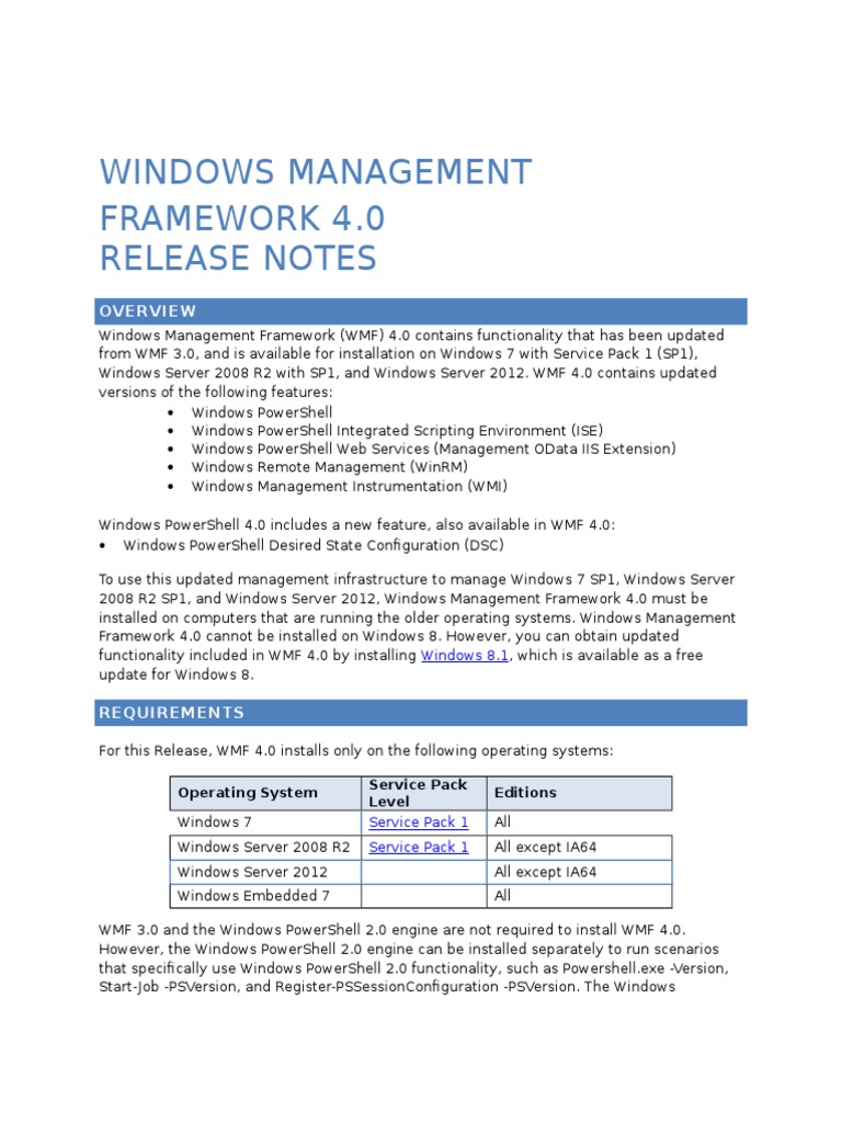 Windows Management Framework 4.0 Overview | PDF | Windows Registry ...