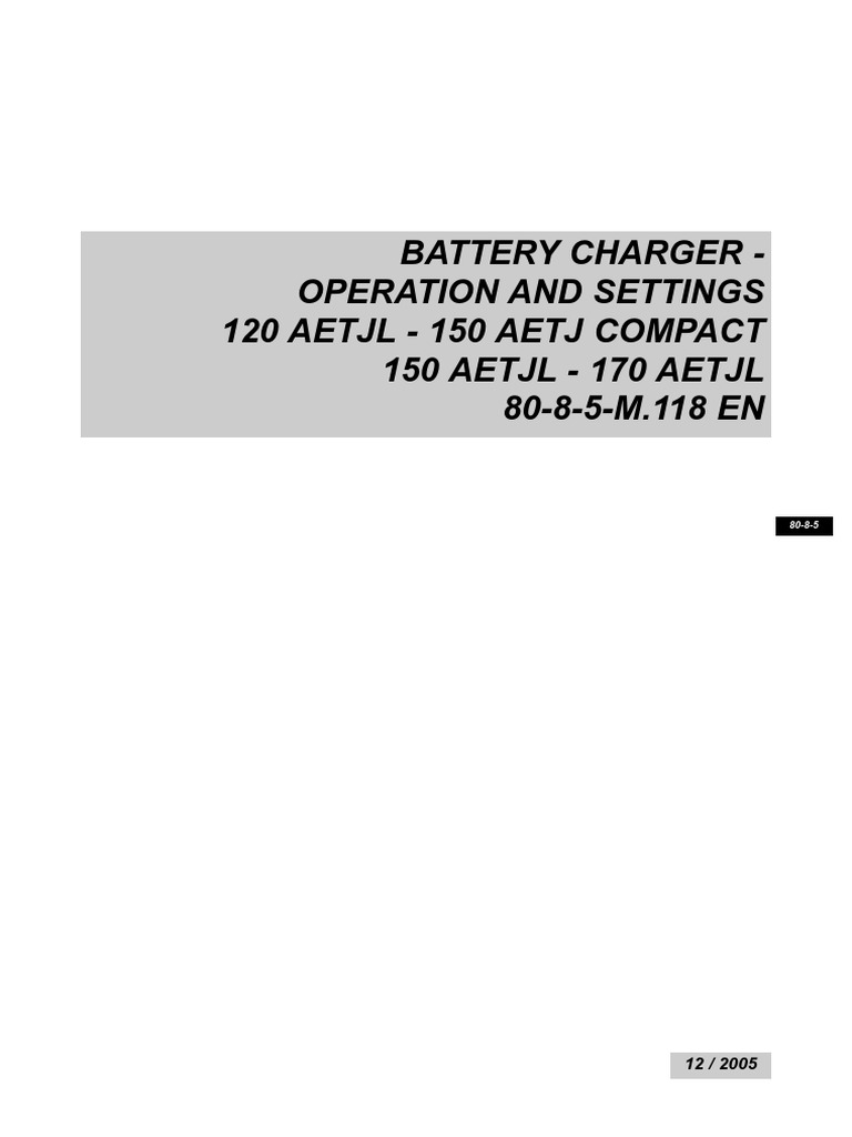 Battery Charger Operation and Settings PDF Battery Charger