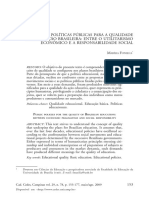 Políticas Públicas para A Qualidade Da Educação Brasileira - Entre o Utilitarismo Econômico e A Responsabilidade Social - V29n78a02 PDF