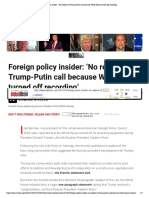 Foreign Policy Insider_ ‘No Readout of Trump-Putin Call Because White House Turned Off Recording’