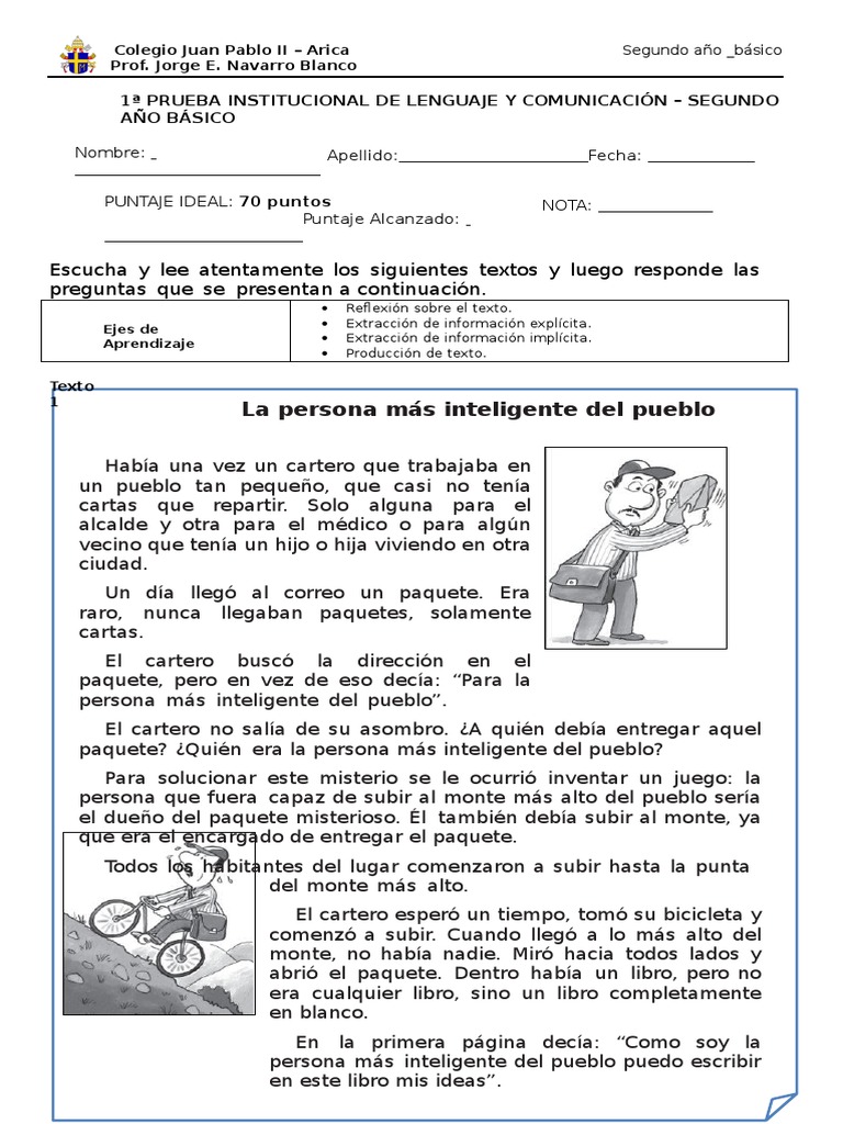 Prueba de Lenguaje Segundo Año Básico | PDF | Aves | Tetrápodos