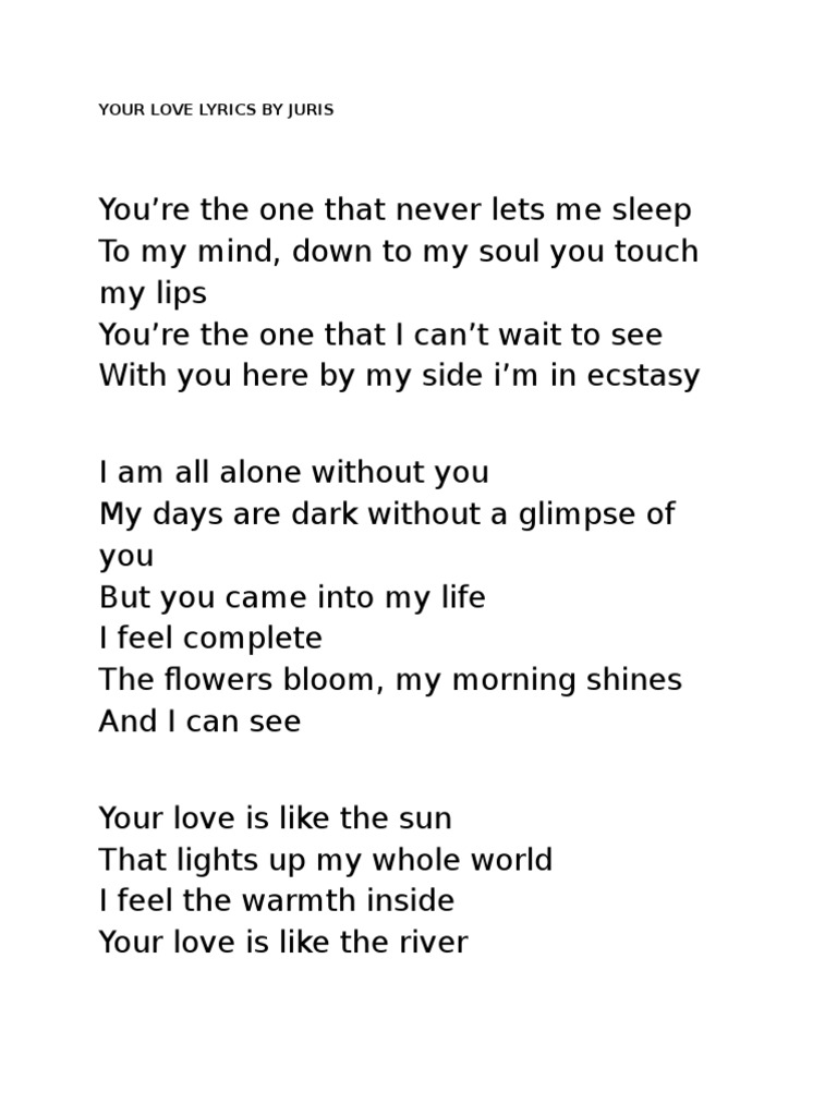 Lyrics Center Lyrics Your Love