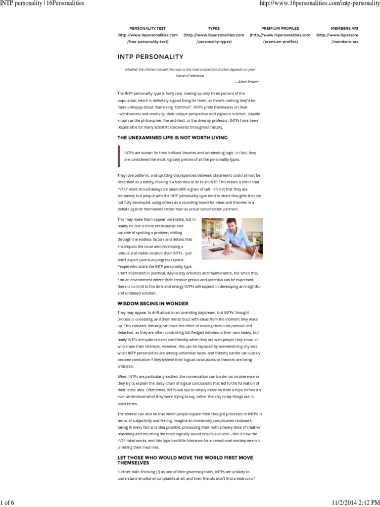 INTP - Details | PDF | Thought | Personality Type