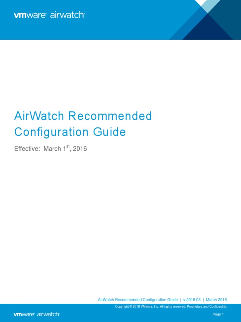 AirWatch Recommended Configuration Guide | PDF | Mobile App | Active ...