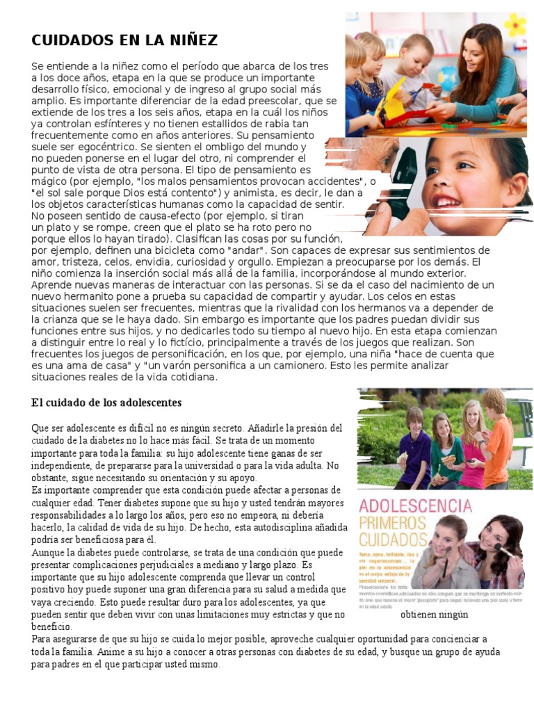 Cuidados en La Niñez | PDF | Adolescencia | Adultos