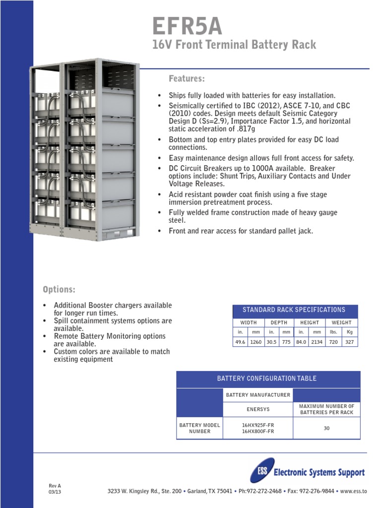 Efr5a Cut Sheet | Battery (Electricity) | Battery Charger