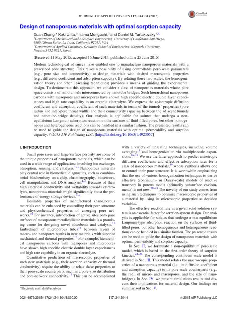 Optimal Design of Nanoporous Materials | PDF | Adsorption | Diffusion