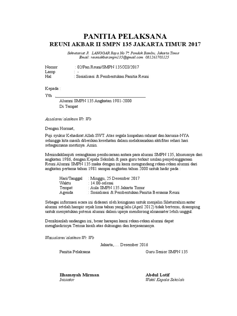 65 Contoh Surat Undangan Untuk Guru Acara Reuni Terbaru