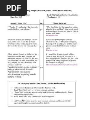 Dialectical Journal Sample