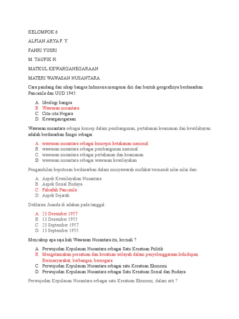 Soal Wawasan Nusantara Fix