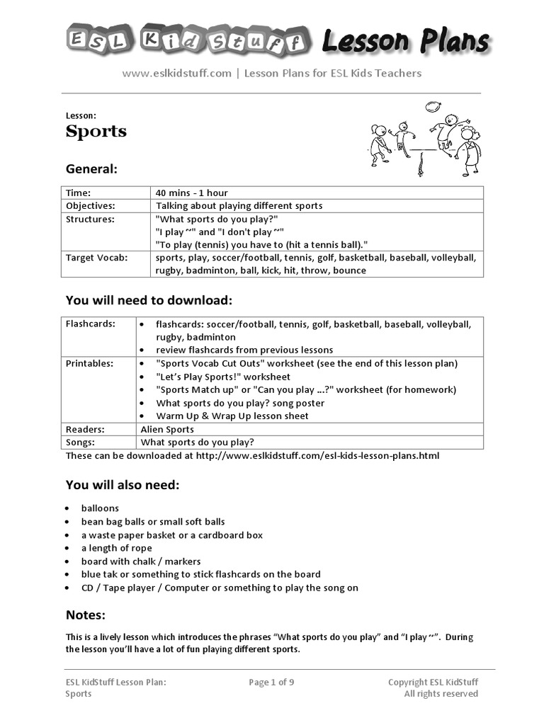 sports-lesson-plan.pdf | Lesson Plan | English As A Second Or Foreign