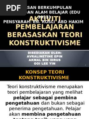 Aktiviti Pembelajaran Berasaskan Teori Konstruktivisme Pdf