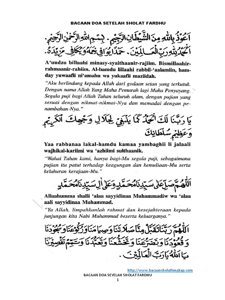 Doa Setelah Sholat Fardhu Dan Artinya