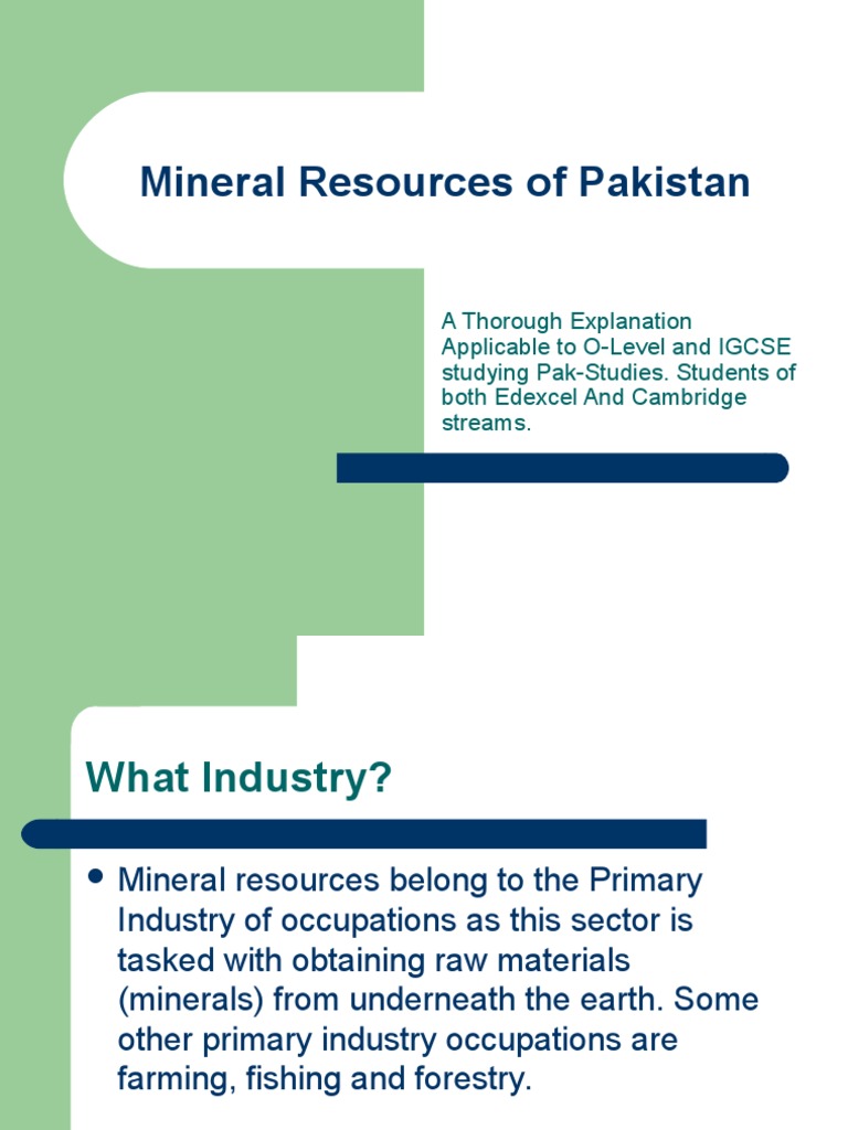 Mineral Resources of Pakistan Mining Cement