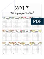2017 Printable Monthly Calendar PDF