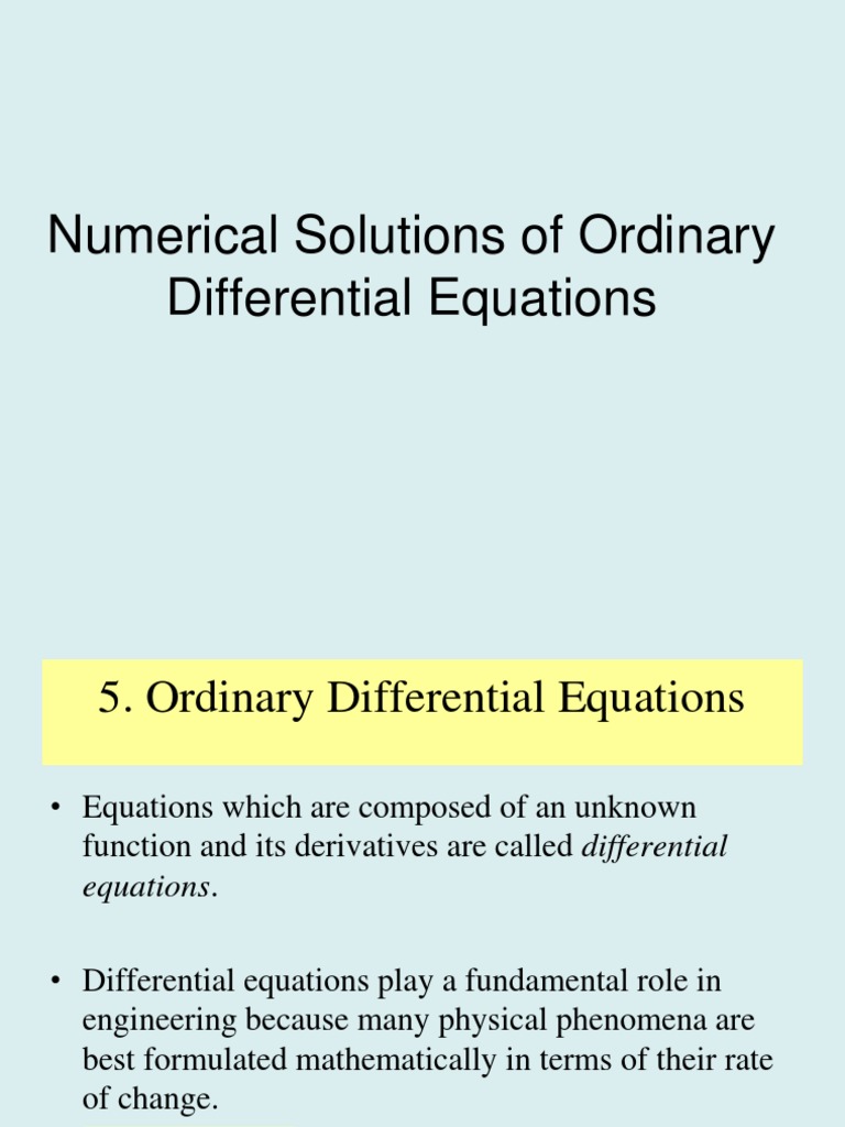 5.1. Initial Value Problem IVP Differential Equations Partial