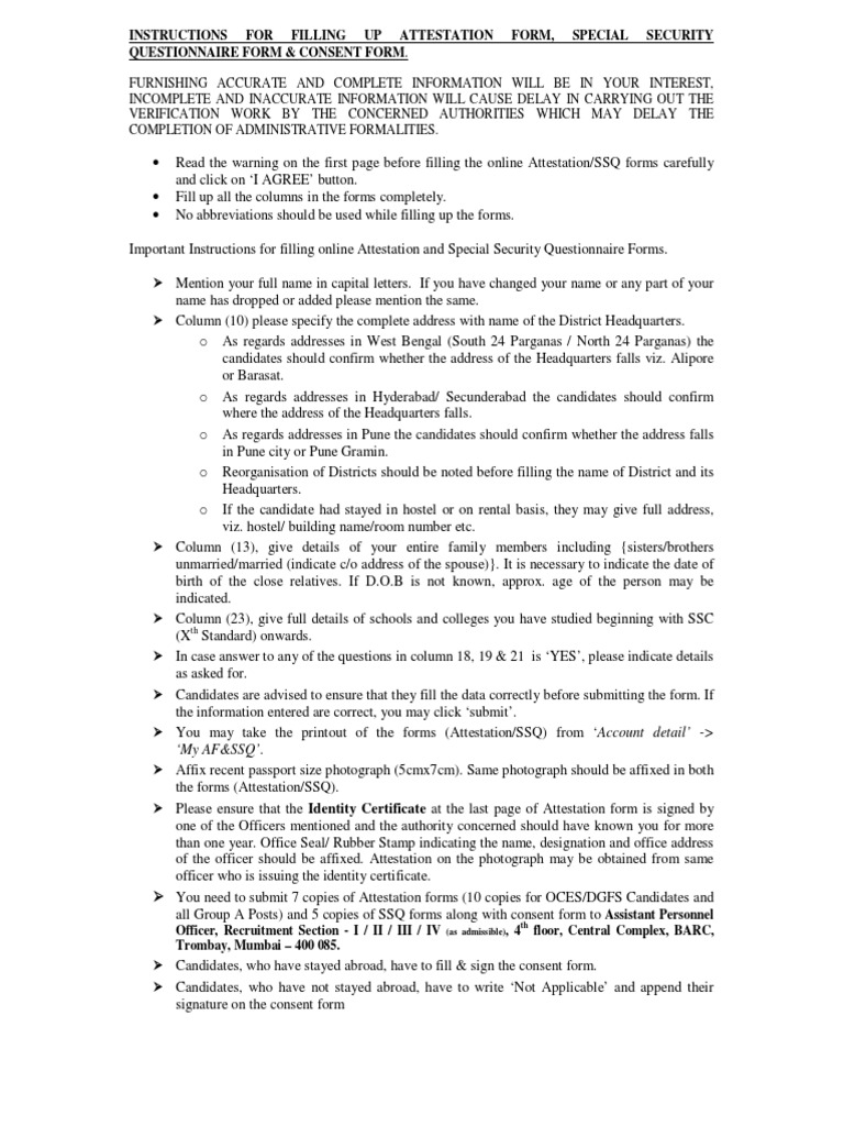 Attestation Form Filling Instructions | PDF | Government | Business