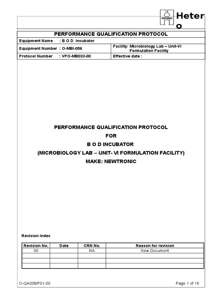 PQ 2025°C Incubator Micro Biology PDF Verification And
