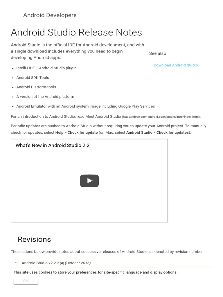 Android Studio Release Notes Android Studio PDF Android