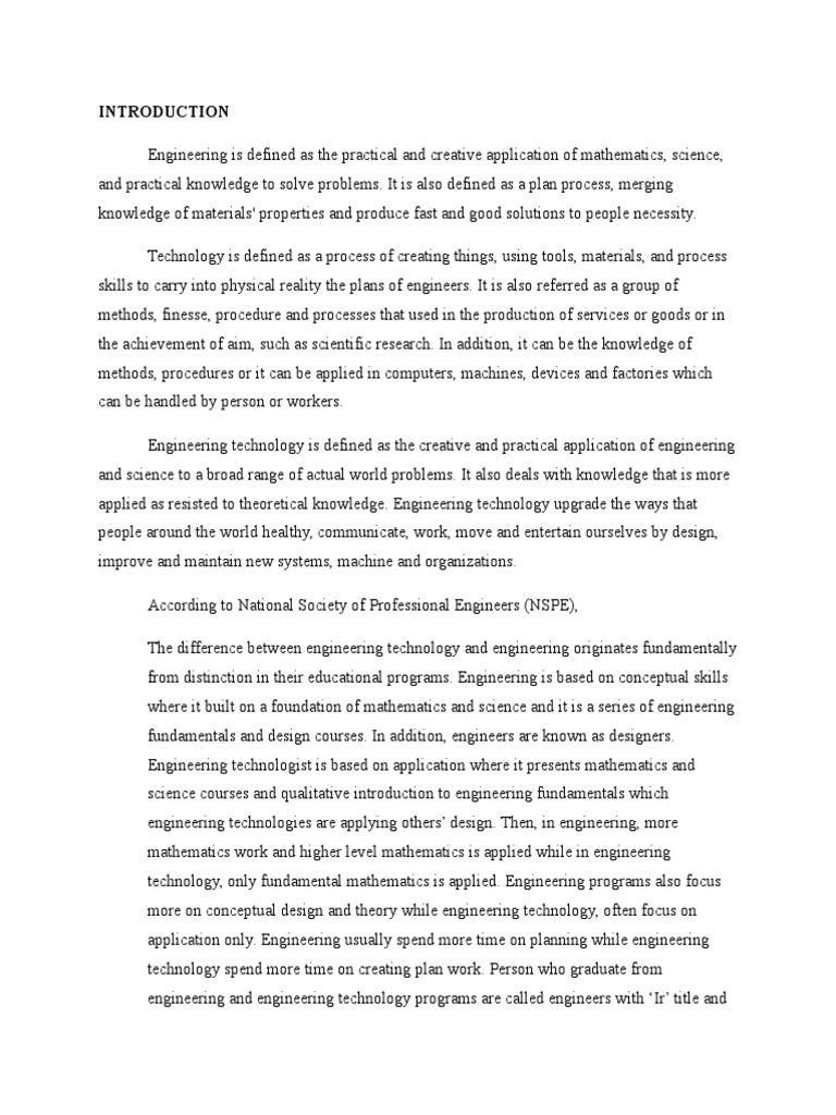Engineering vs. Engineering Technology | PDF | Engineering | Design