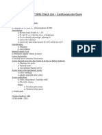 Cardiovascular Exam Skills CheckList