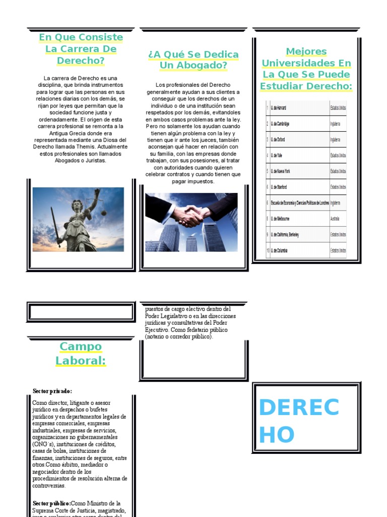 Información sobre la carrera de Derecho | PDF | Juez | Institución