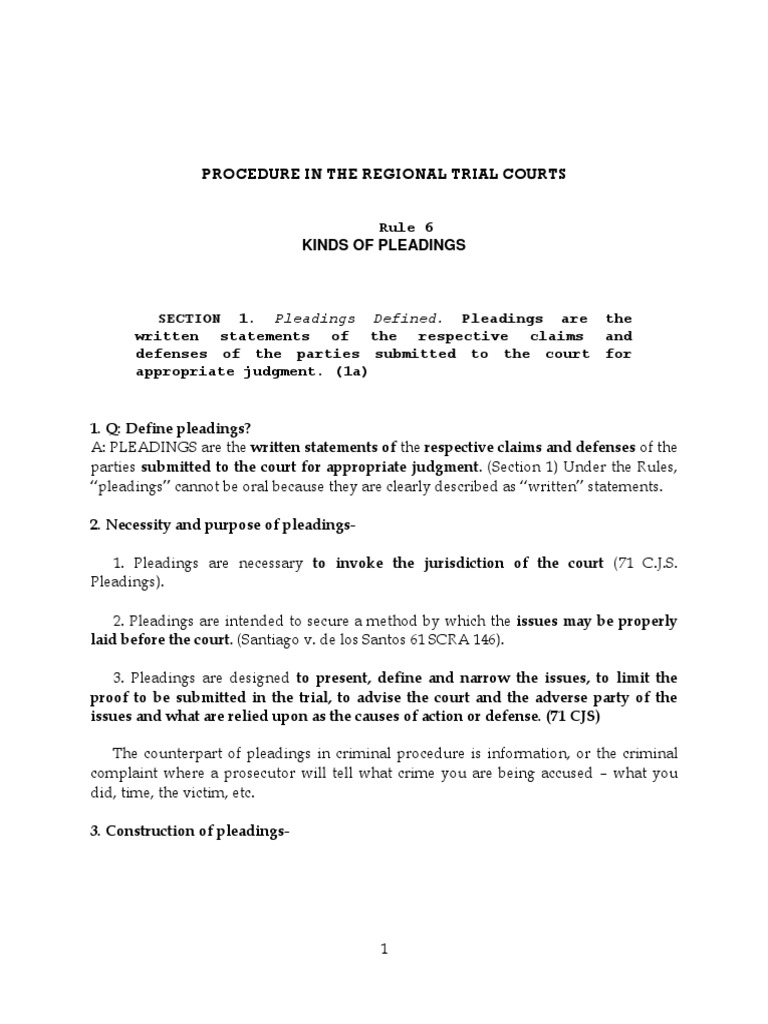 Overview of Rule 6: Kinds of Pleadings | PDF | Pleading | Lawsuit
