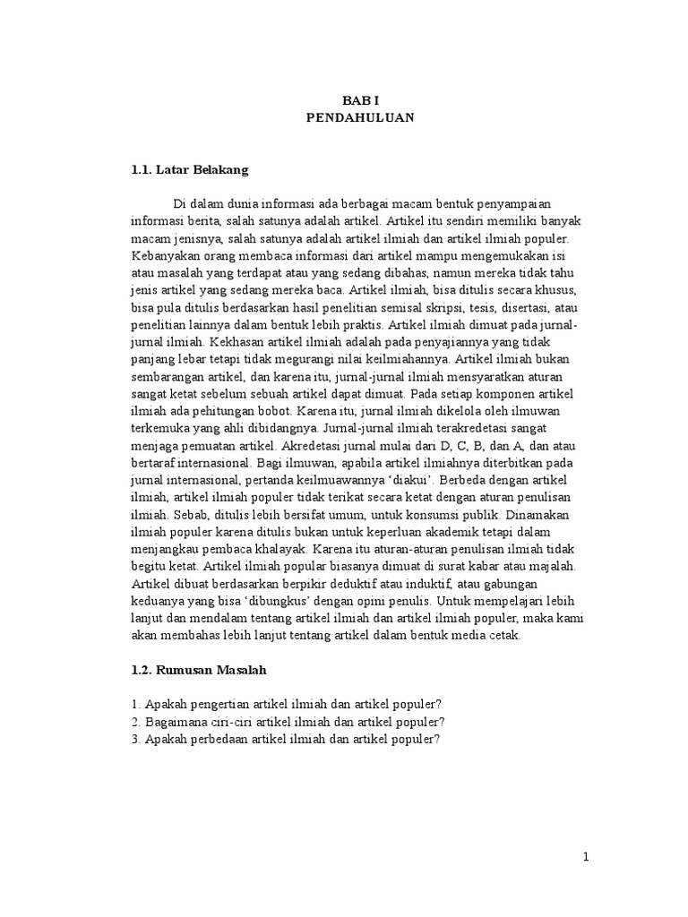 Artikel Ilmiah Populer