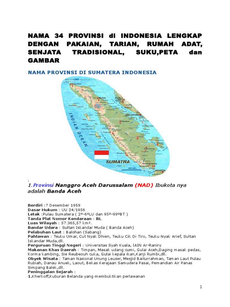 Nama 34 Provinsi Di Indonesia Lengkap Dengan Pakaian Pdf