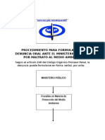 Procedimiento Para Formular La Denuncia Oral Por Maltrato Al Medio Ambiente