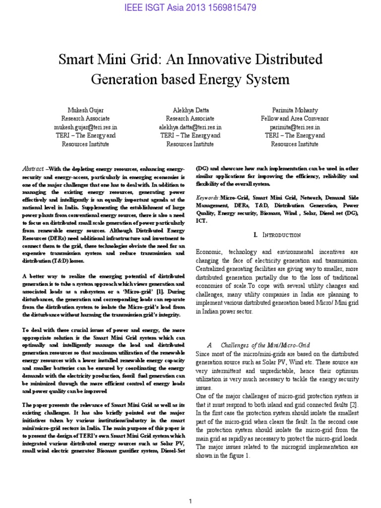 Smart Mini Grid An Innovative Distributed PDF | PDF | Electrical Grid ...