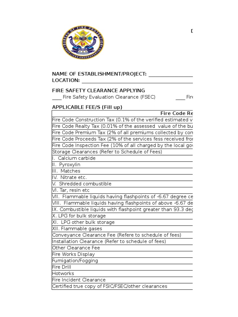 Fire Code Fee Assessment Form1 PDF Fire Safety Flammability