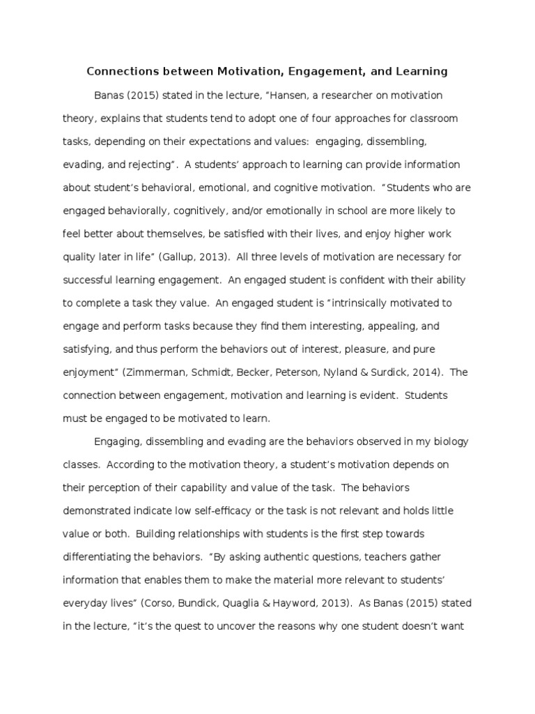 Motivation and Engagement in Learning | PDF | Motivation | Motivational