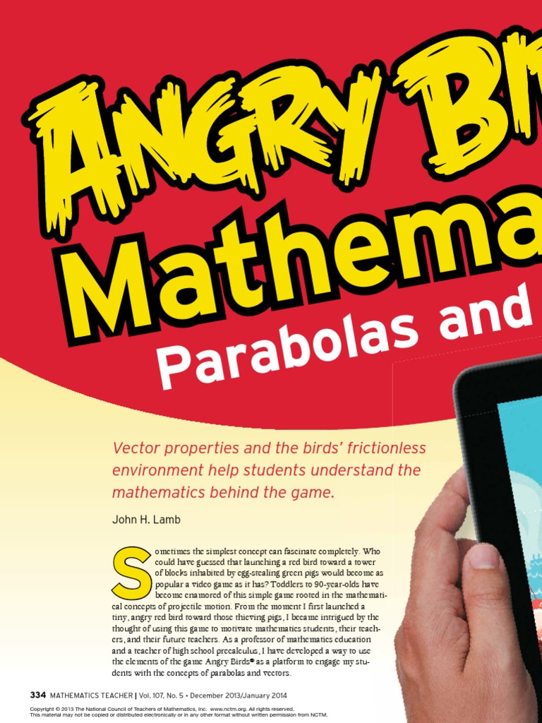 Angry Birds Mathematics - Parabolas Vectors PDF | PDF | Trajectory | Force