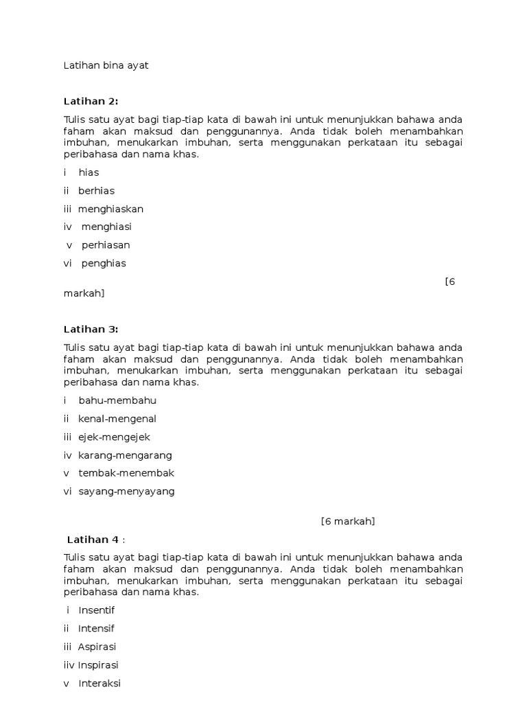 Latihan Bina Ayat Pdf
