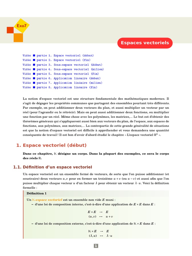 Exo7 Algebre Espace Vectoriel