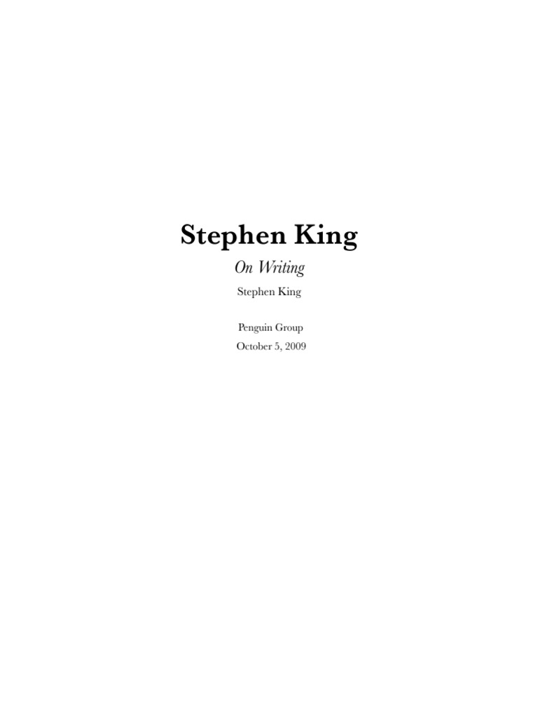 Stephen King On Writing Book Analysis Download Free Pdf
