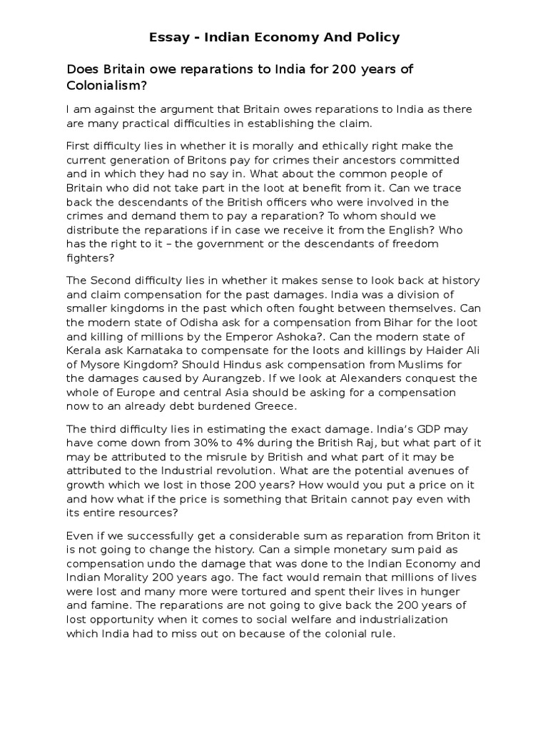 Challenges of British Reparations | PDF | British Raj | World War I ...