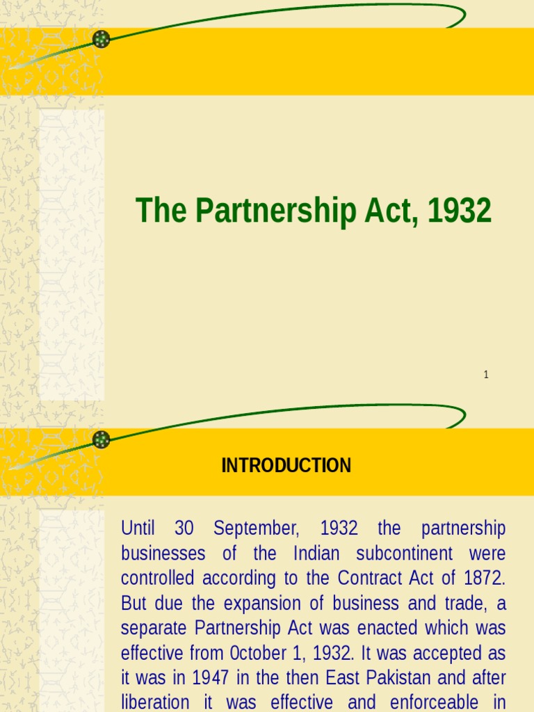 Partnership Act., 1932 PDF Partnership Civil Law (Legal System)