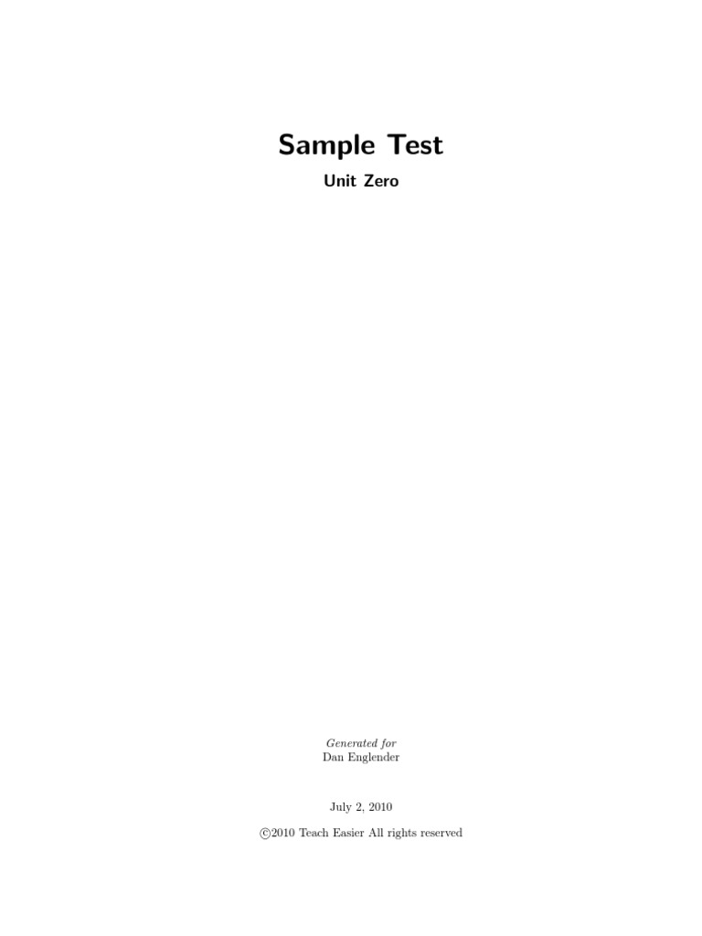 Sample Test: Unit Zero | PDF | Teaching Methods & Materials | Computers