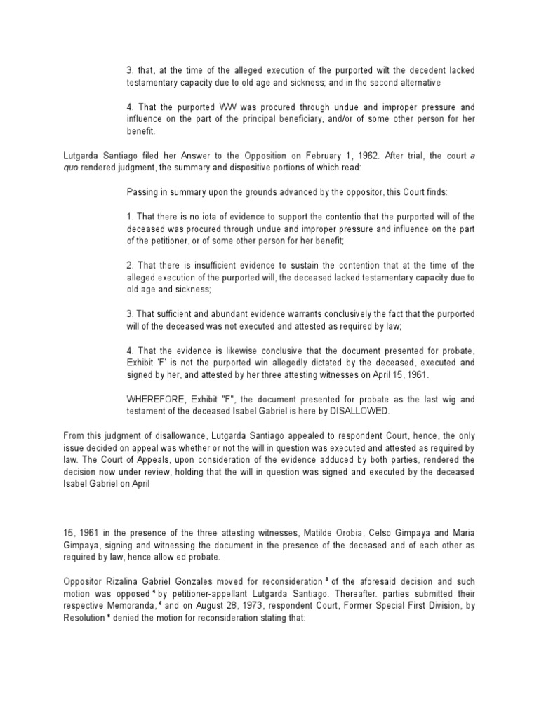 Quo Rendered Judgment, The Summary and Dispositive Portions of Which ...