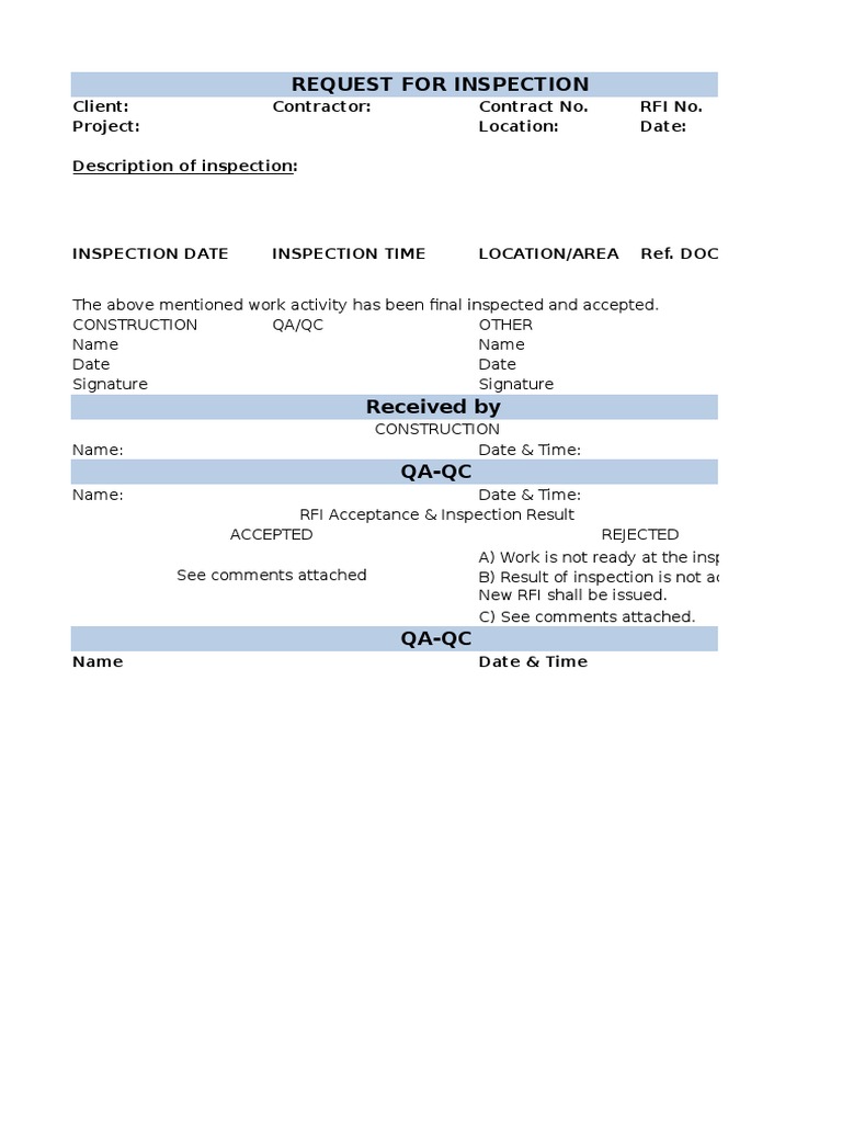 Construction Inspection Request Form | PDF