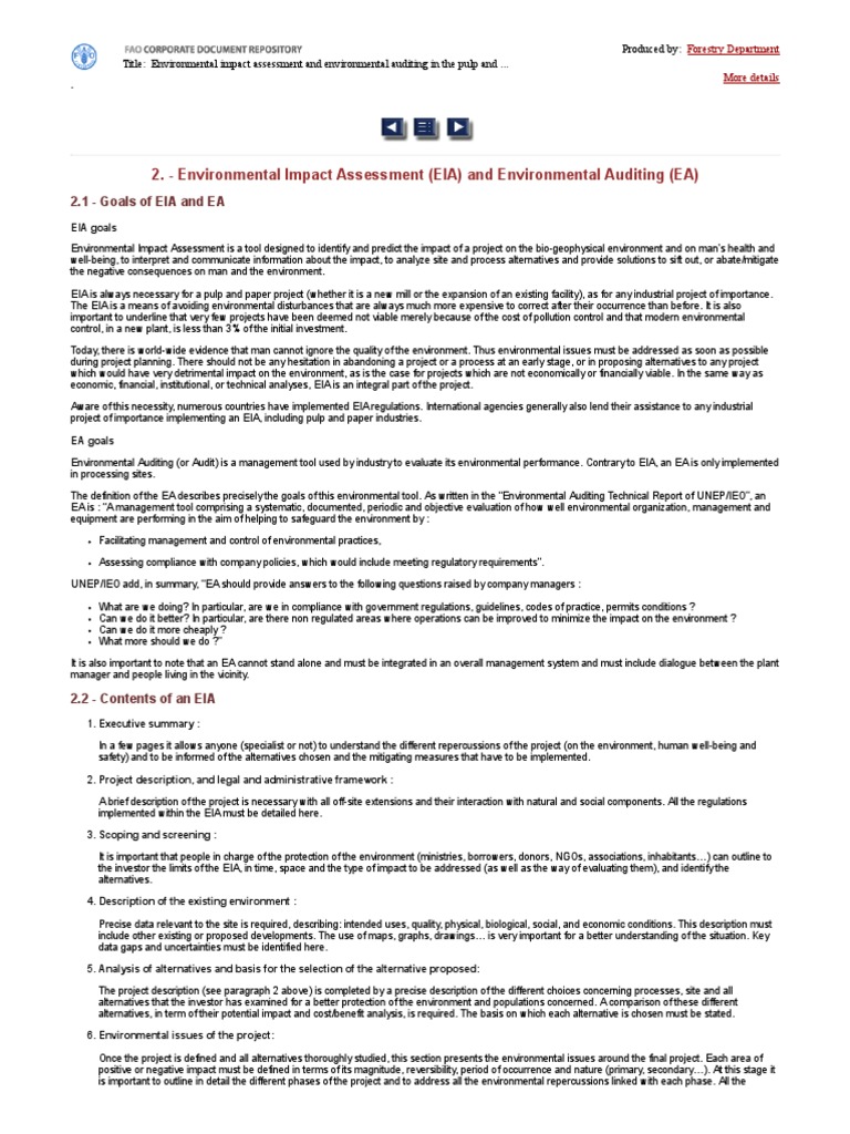 EIA and Environmental Auditing Overview | PDF | Environmental Impact ...