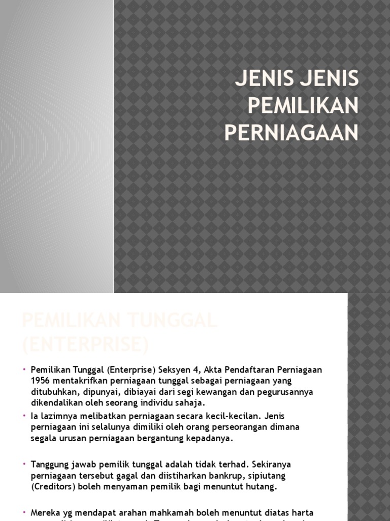 03 Jenis Jenis Pemilikan Perniagaan Pdf