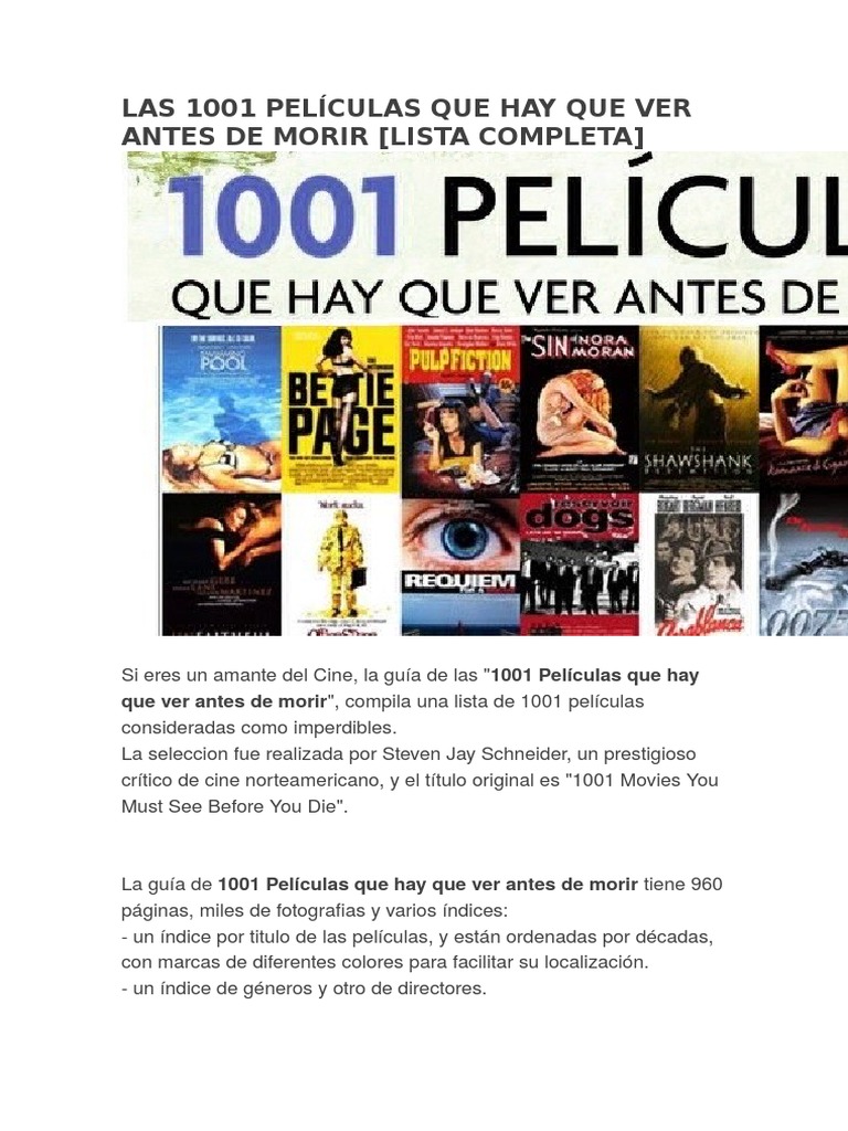 Las 1001 Peliculas Que Hay Que Ver Antes De Morir Cine Ocio
